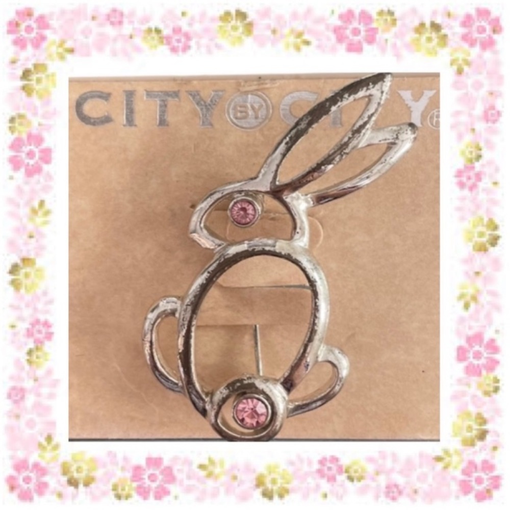 Bunny Rabbit Pink Diamond Crystal Pin - Picture 6 of 6